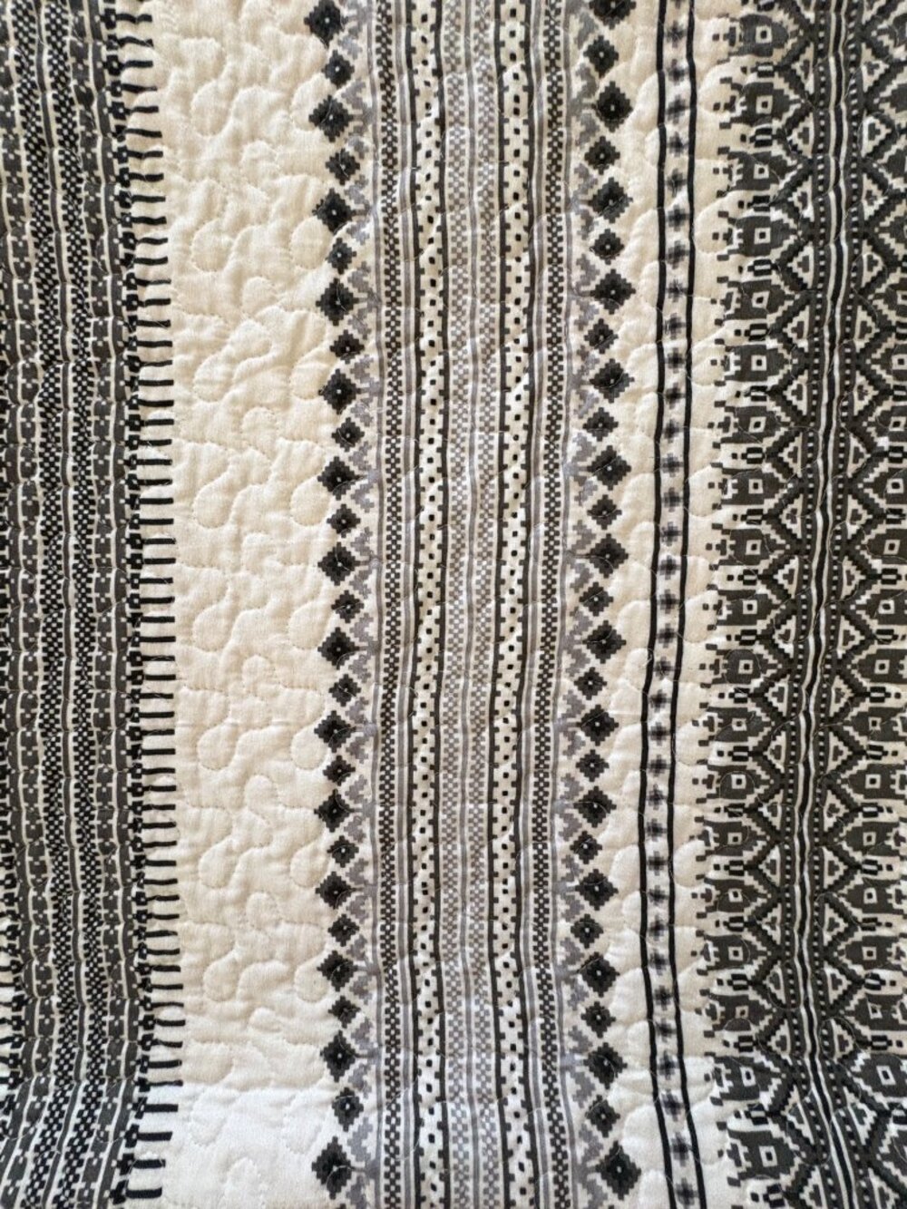 Quilt Boho Southwestern Geometric Tribal Aztec Style Solid Gray Back Full/Queen - Picture 3 of 5